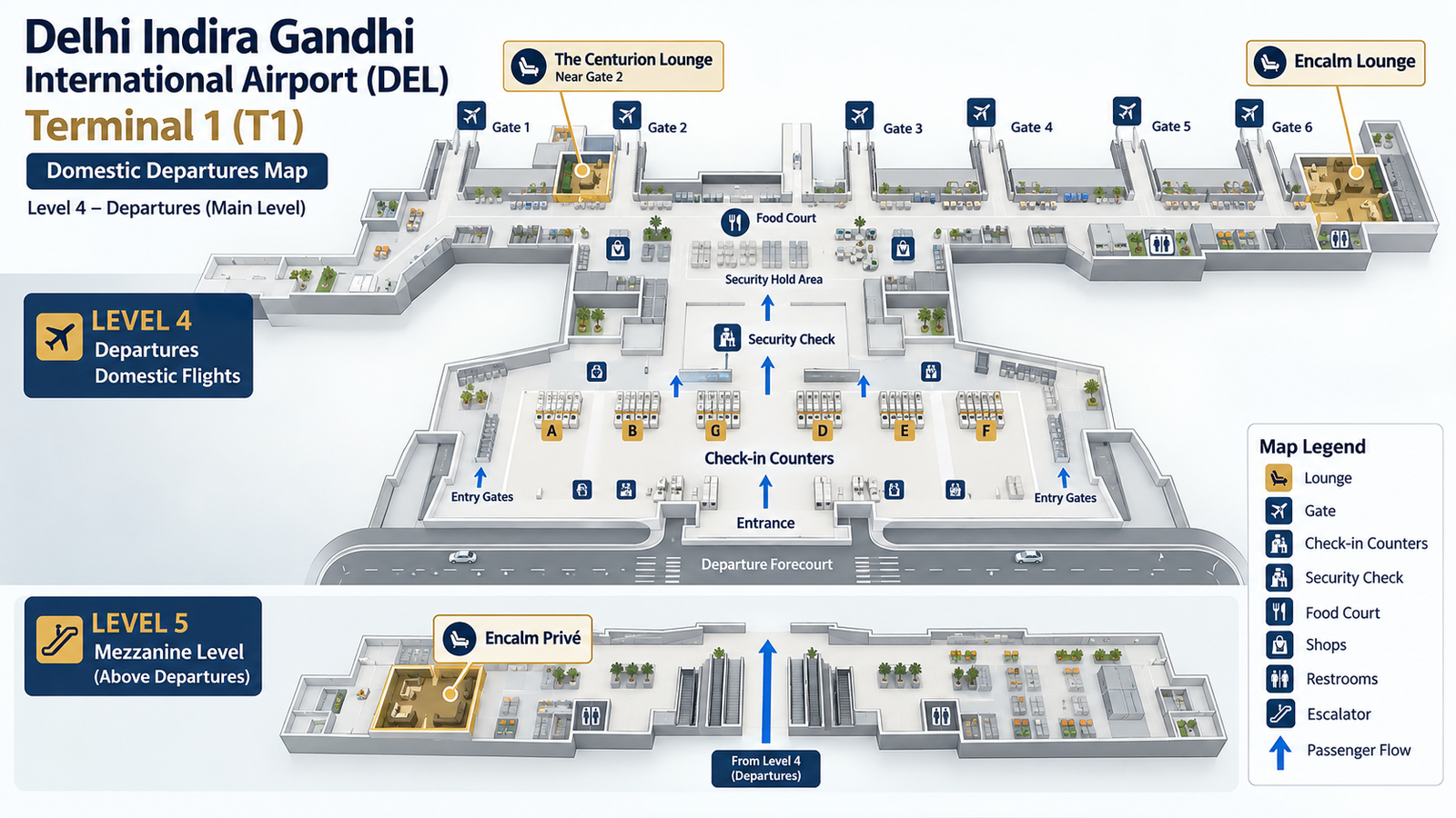 Delhi Airport Terminal 1 Lounge Map