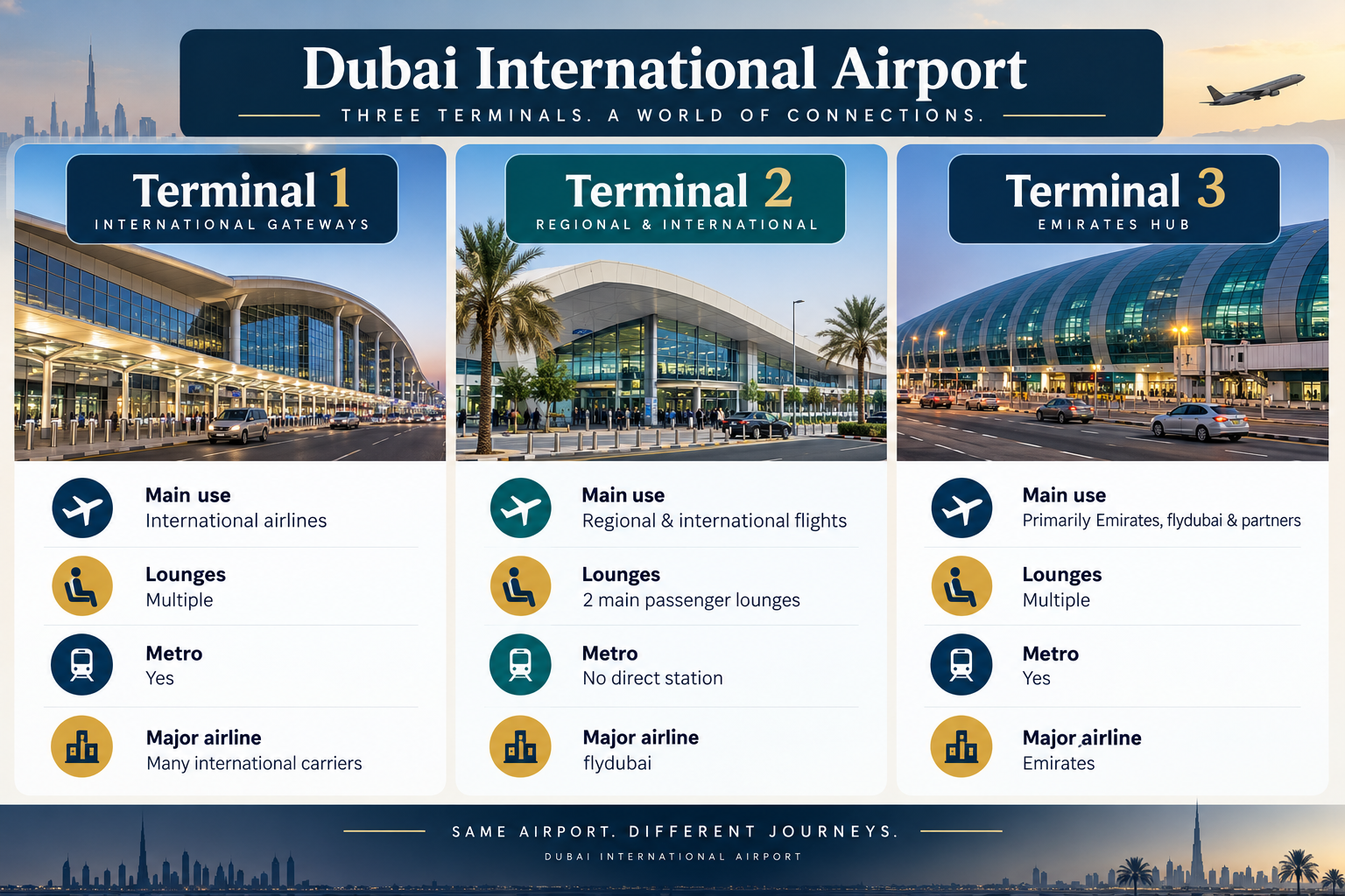 Dubai Airport Terminal 2 vs Terminal 1 vs Terminal 3
