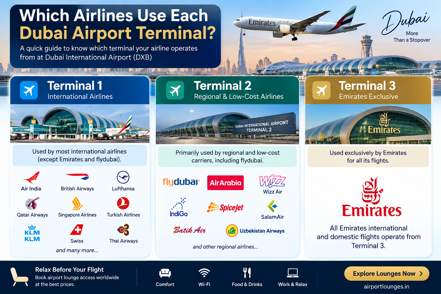 Which Airlines Use Each Dubai Airport Terminal